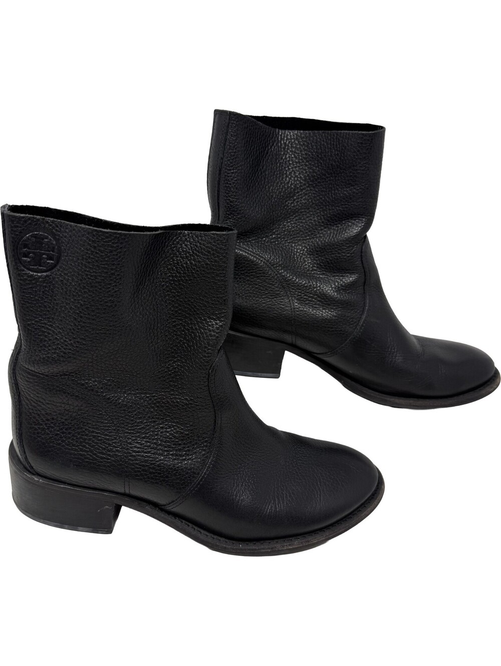 Tory Burch Womens Size 10.5M Black Leather Chelsea Ankle Boots Round Toe Pull-On